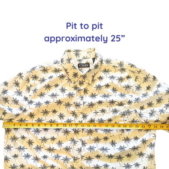 Chaps White and Black Casual Palm Print Shirt - Picture 5 of 6